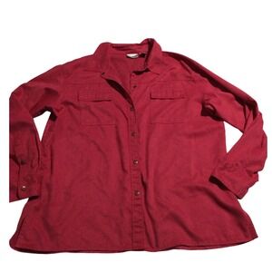 Chicos Red Button Down Long Sleeve Shirt With Pockets Size 8